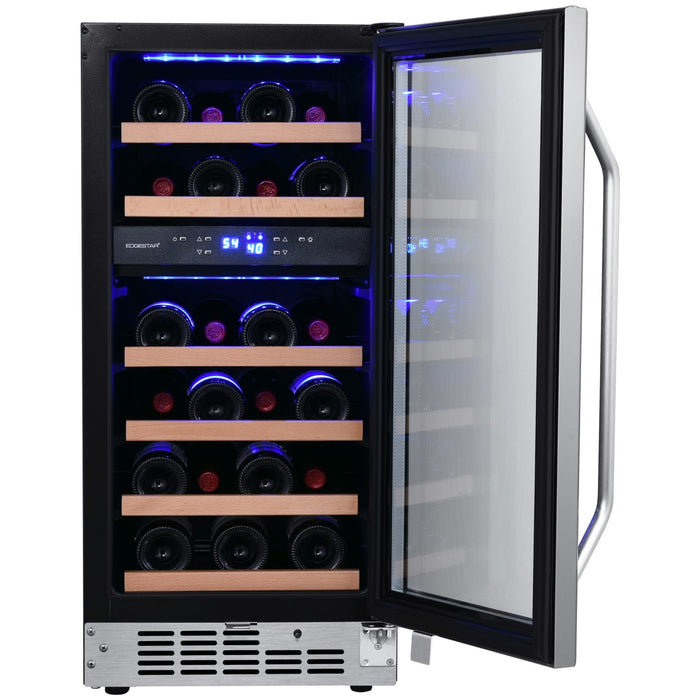 Edgestar CWR263DZ 15" Wide 23 Bottle Built-In Dual Zone Wine Cooler in Stainless Steel