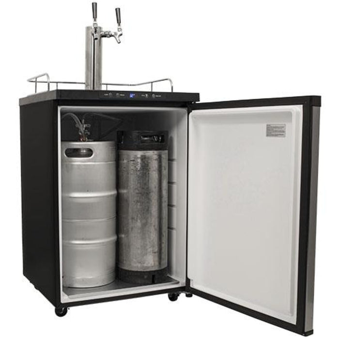 Edgestar KC3000TWIN 24" Wide Freestanding Double Tap Kegerator in Black