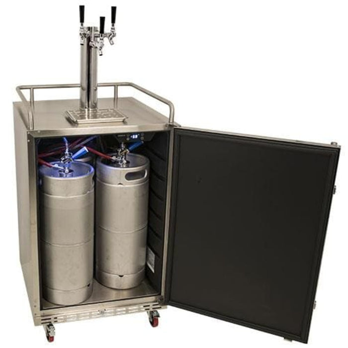 Edgestar KC7000SSODTRIP 24" Wide Outdoor Triple Tap Kegerator for Full Size Kegs in Stainless Steel