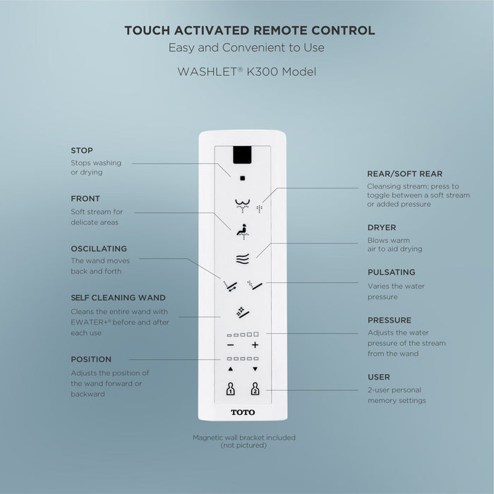 TOTO SW3036R#01 Washlet K300 Bidet Elongated Toilet Seat with Water Heating, and Wand Cleaning