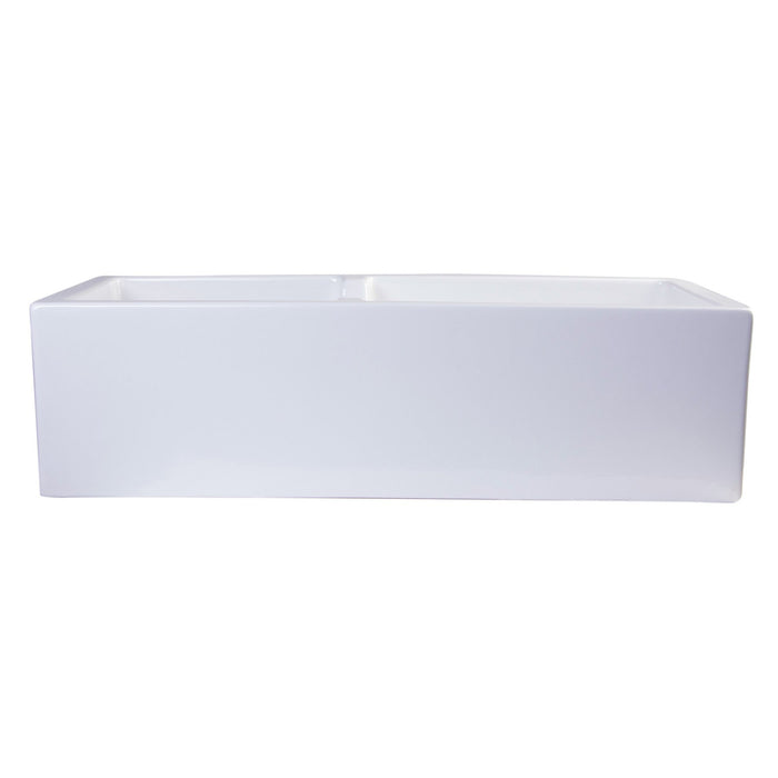 ALFI AB3618DB-W 36" White Smooth Apron Wall Fireclay Double Bowl Farm Sink