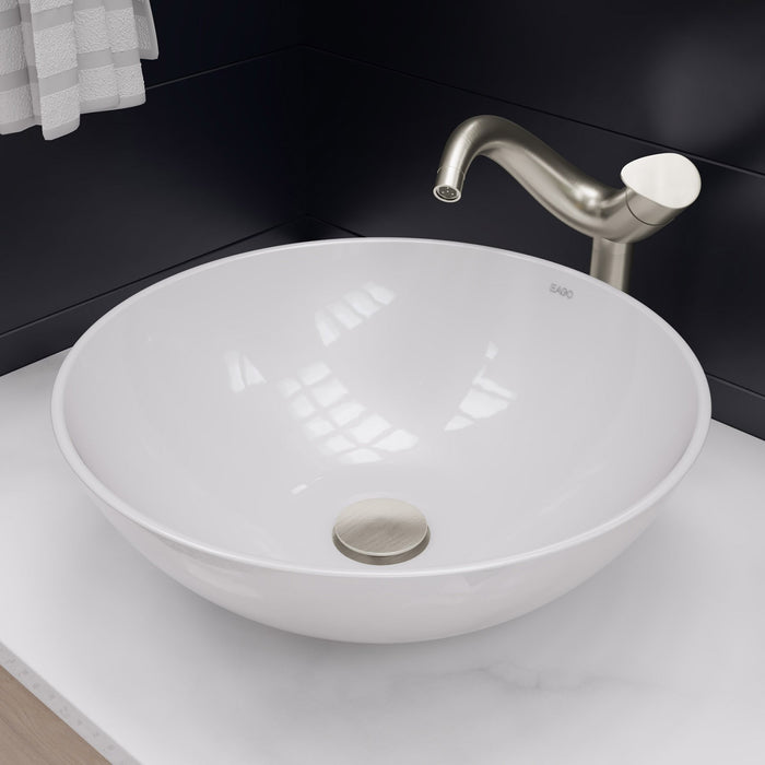 EAGO BA351 18" ROUND CERAMIC ABOVE MOUNT BATHROOM BASIN VESSEL Sink