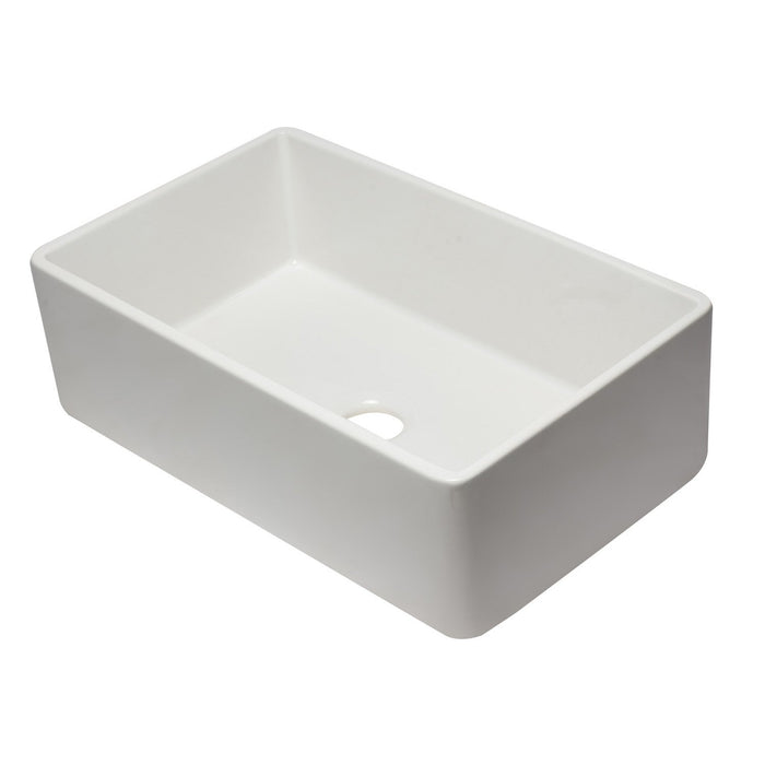 ALFI AB3320SB-W 33 inch White Reversible Single Bowl Fireclay Farmhouse Kitchen Sink