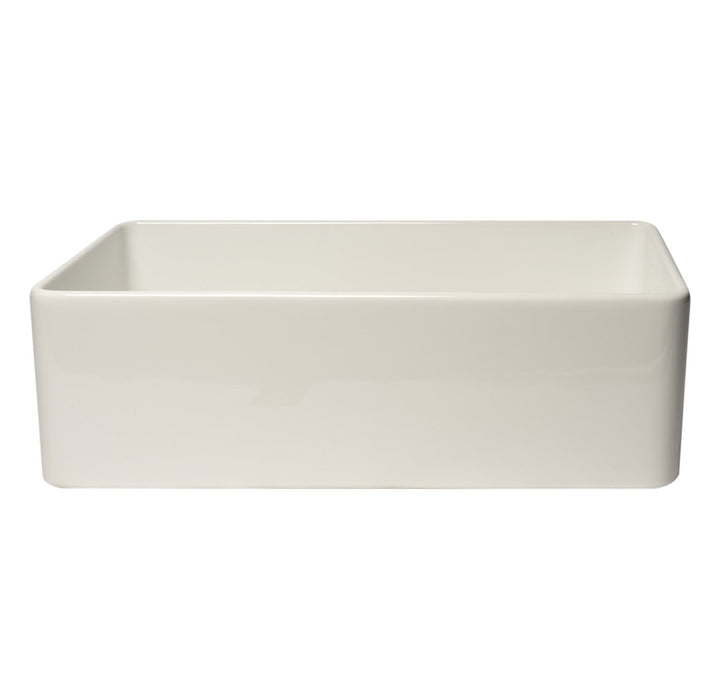 ALFI Brand ABF3318S 33" White Thin Wall Single Bowl Smooth Apron Fireclay Kitchen Farm Sink