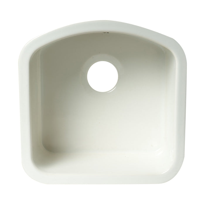 ALFI Brand AB1818C 17" White Fireclay Undermount D-Shaped Kitchen Sink