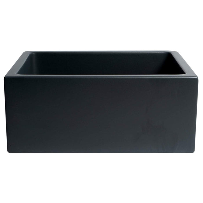 ALFI AB2418HS-BM 24" Matte Black Reversible Smooth / Fluted Fireclay Farm Sink