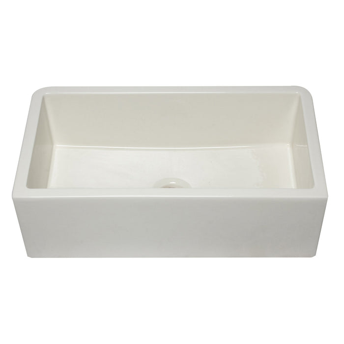 ALFI AB3318SB-B 33" Biscuit Smooth Apron Solid Thick Wall Fireclay Single Bowl Farm Sink