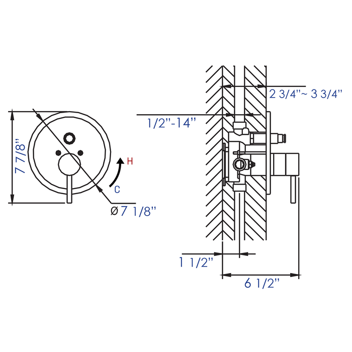 ALFI AB1701-PC Polished Chrome Pressure Balanced Shower Mixer with Diverter