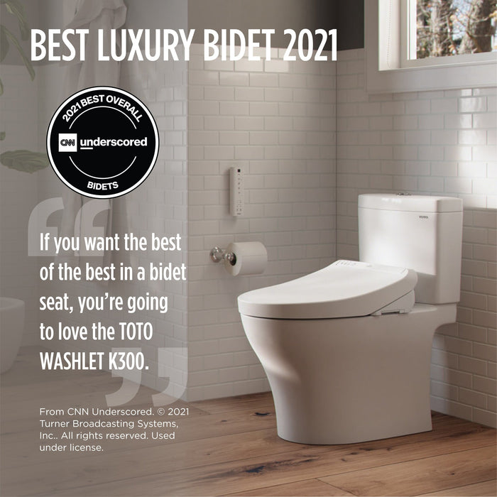 TOTO SW3036R#01 Washlet K300 Bidet Elongated Toilet Seat with Water Heating, and Wand Cleaning