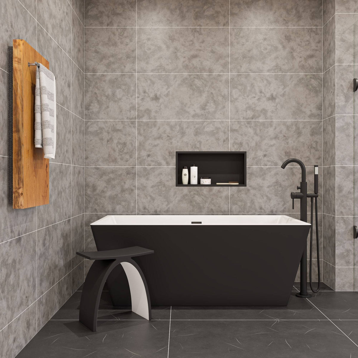 ALFI Brand ABNC2412-BLA 24 x 12 Black Matte Stainless Steel Horizontal  Single Shelf Bath Shower Niche – Bath4All