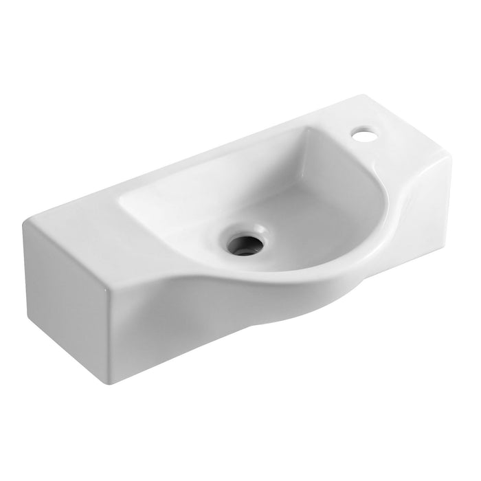ALFI Brand ABC114 White 18" Small Wall Mounted Ceramic Sink with Faucet Hole