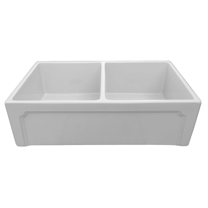 ALFI AB3318DB-W 33 inch White Reversible Double Bowl Fireclay Farmhouse Kitchen Sink