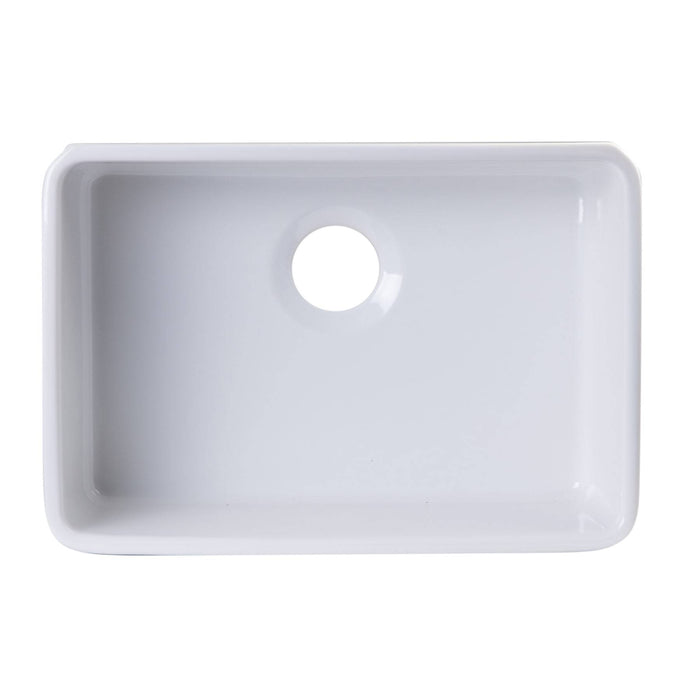 ALFI Brand AB503UM-W 24 inch White Single Bowl Fireclay Undermount Kitchen Sink
