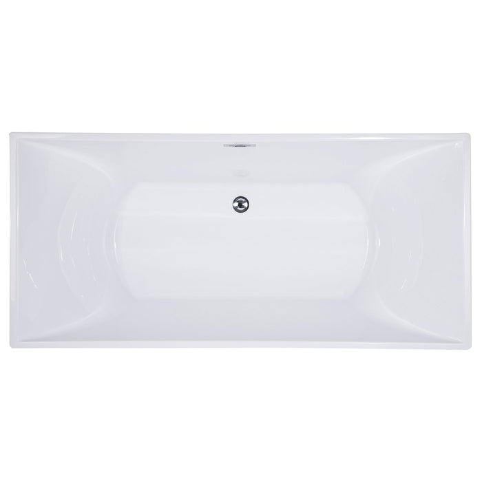 ALFI AB8840 67 inch White Rectangular Acrylic Free Standing Soaking Bathtub