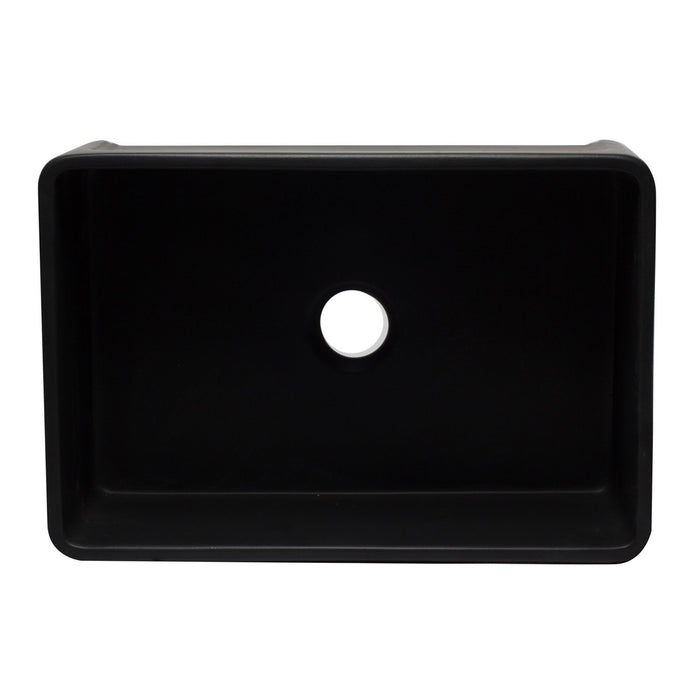ALFI AB3020SB-BM 30 inch Black Reversible Single Bowl Fireclay Farmhouse Kitchen Sink