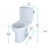 TOTO CST453CUFRG#01 Drake II 1G Two-Piece Round 1.0 GPF Toilet and Right-Hand Trip Lever, Cotton White