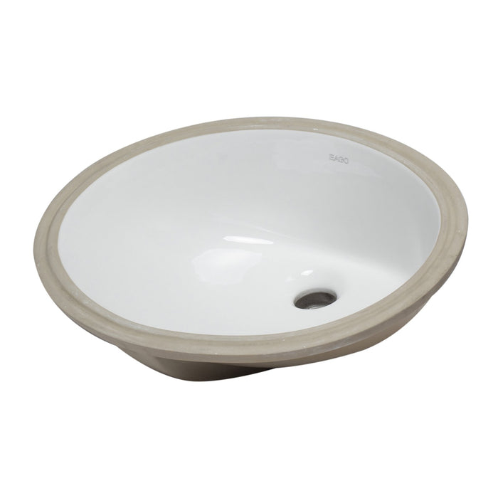 EAGO BC224 White Ceramic 18" x 15" Undermount Oval Bathroom Sink