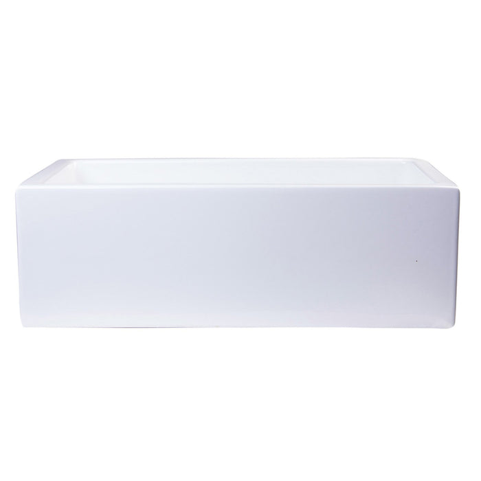 ALFI AB3018SB-W 30" White Smooth Apron Solid Wall Fireclay Single Bowl Farm Sink