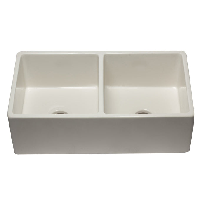 ALFI AB3318DB-B 33 inch Biscuit Reversible Double Bowl Fireclay Farmhouse Sink