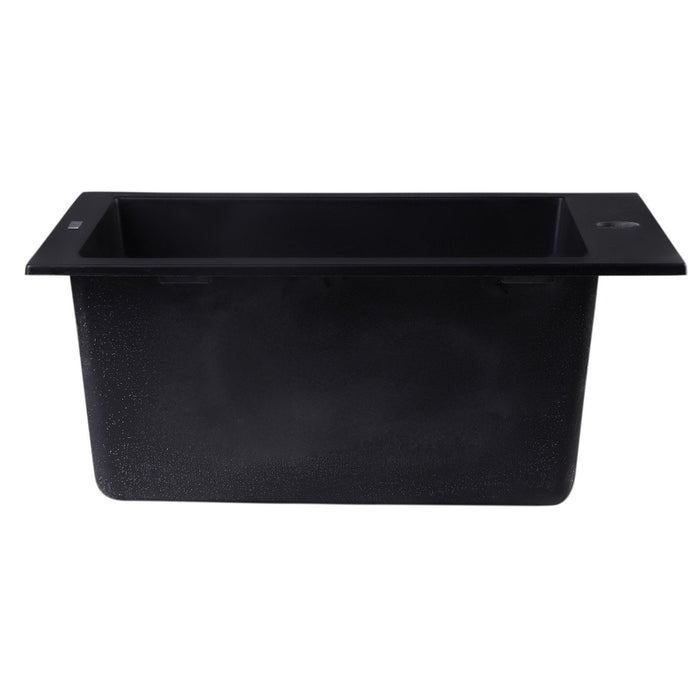 ALFI AB1720DI-BLA Black 17" Drop-In Rectangular Granite Composite Prep Sink