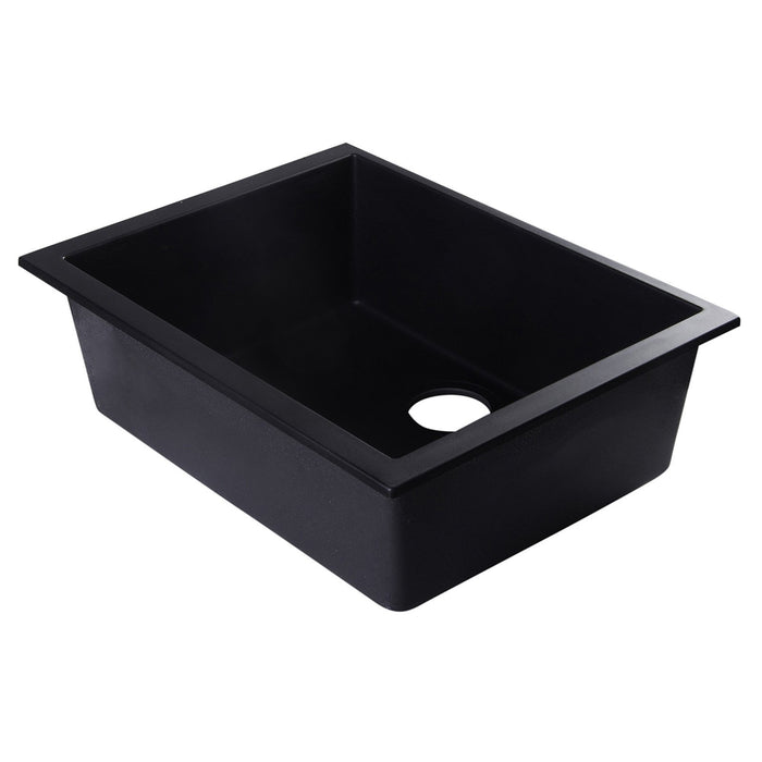 ALFI AB2420UM-BLA Black 24" Undermount Single Bowl Granite Composite Sink
