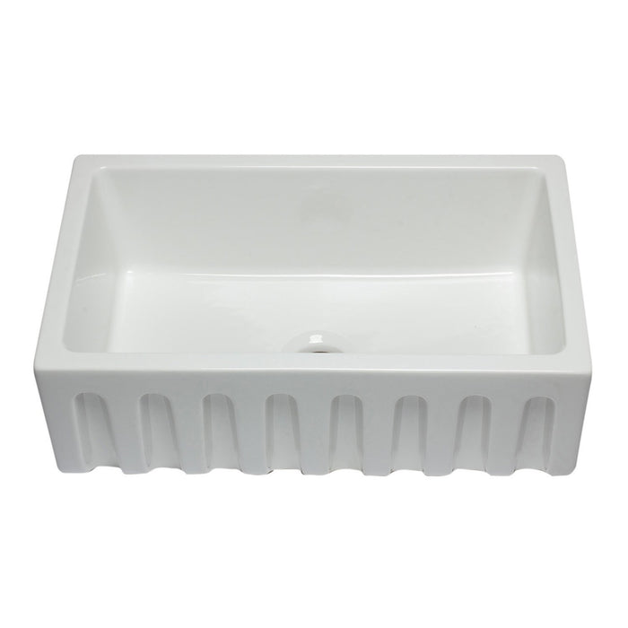 ALFI AB3018HS-W 30 inch White Smooth / Fluted Single Bowl Fireclay Farm Sink