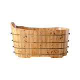 ALFI Brand AB1103 59" Free Standing Cedar Wood Bathtub with Bench