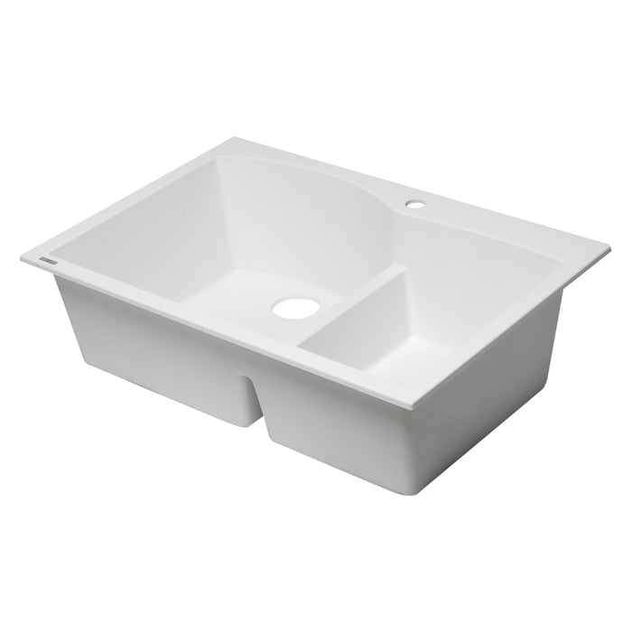 ALFI AB3320DI-W White 33" Double Bowl Drop in Granite Composite Kitchen Sink