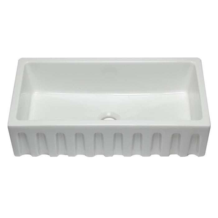 ALFI AB3618HS-W 36 inch White Smooth / Fluted Single Bowl Fireclay Farm Sink