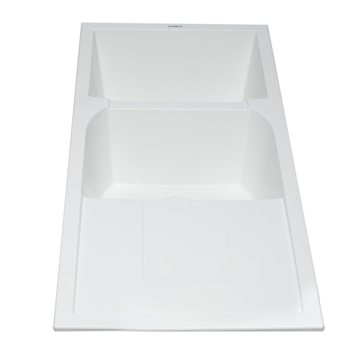 ALFI AB4620DI-W White 46" Double Bowl Granite Composite Sink with Drainboard