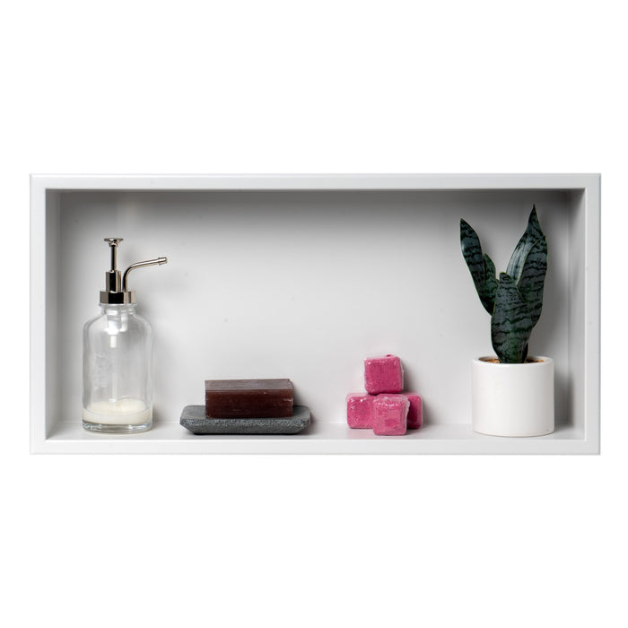 ALFI Brand 24 x 12 White Matte Stainless Steel Horizontal Single Shelf Bath Shower Niche