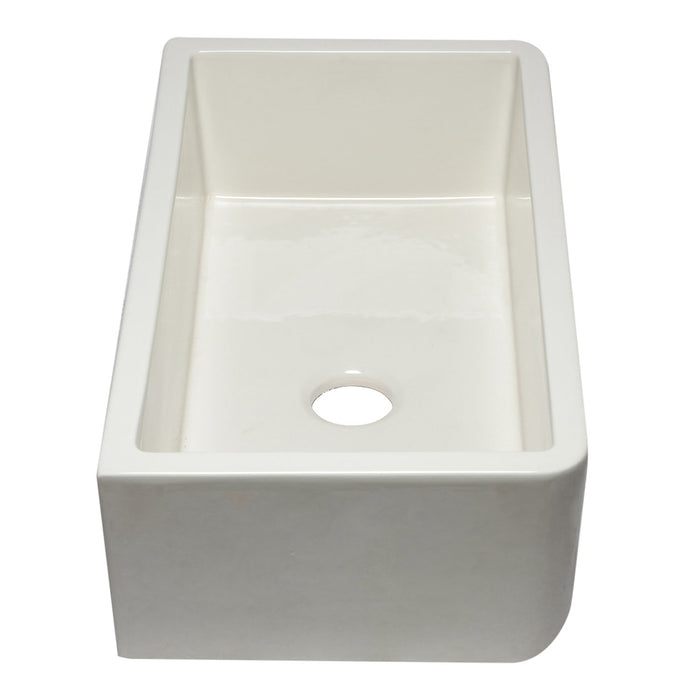 ALFI AB3318SB-B 33" Biscuit Smooth Apron Solid Thick Wall Fireclay Single Bowl Farm Sink