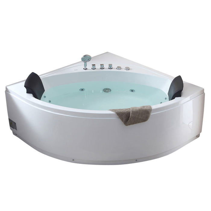 EAGO AM200 5' Modern Double Seat Corner Whirlpool Bath Tub with Fixtures