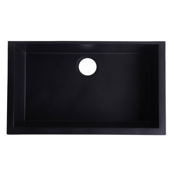 ALFI AB3020UM-BLA Black 30" Undermount Single Bowl Granite Composite Sink