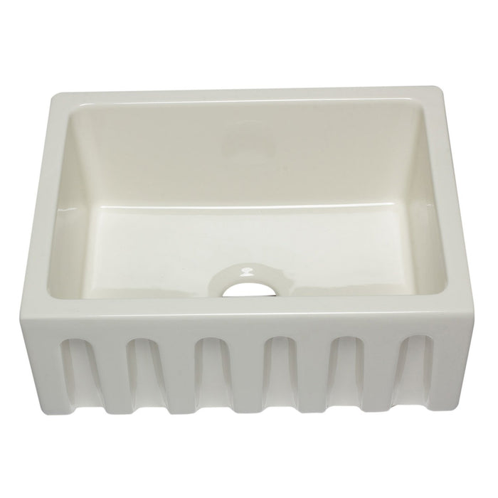 ALFI AB2418HS-B 24 inch Biscuit Smooth / Fluted Single Bowl Fireclay Farm Sink