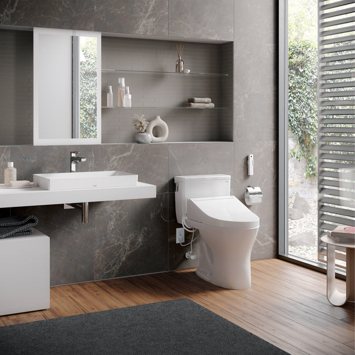 TOTO SW3084#01 Washlet C5 Bidet Toilet Seat with Premist and eWater+ Wand Cleaning, Elongated, Cotton White