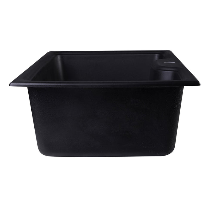 ALFI AB3520DI-BLA Black 35" Drop-In Single Bowl Granite Composite Kitchen Sink