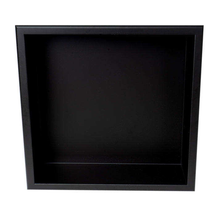 ALFI Brand 16" x 16" Black Matte Stainless Steel Square Single Shelf Bath Shower Niche