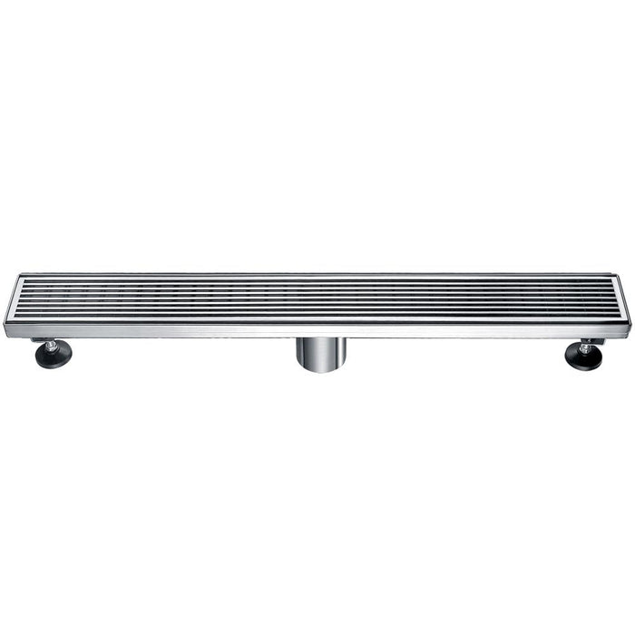 ALFI ABLD24D 24" Modern Stainless Steel Linear Shower Drain with Groove Lines