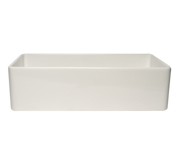ALFI Brand ABF3618 36" White Thin Wall Single Bowl Smooth Apron Fireclay Kitchen Farm Sink