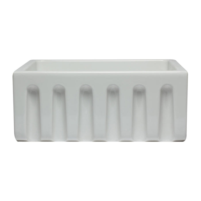 ALFI AB2418HS-W 24 inch White Smooth / Fluted Single Bowl Fireclay Farm Sink