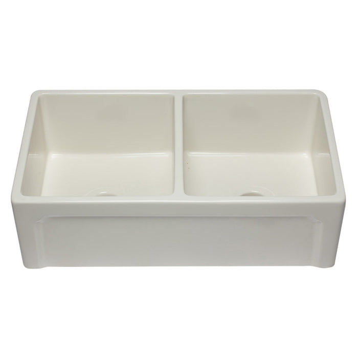 ALFI AB3318DB-B 33 inch Biscuit Reversible Double Bowl Fireclay Farmhouse Sink