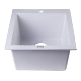 ALFI AB1720DI-W White 17" Drop-In Rectangular Granite Composite Prep Sink