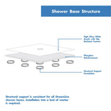 DreamLine D2226032XXL0004 Flex 32"D x 60"W x 78 3/4"H Pivot Shower Door, Base, and White Wall Kit in Brushed Nickel