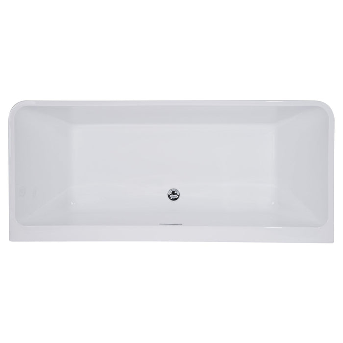 ALFI AB8859 67 inch White Rectangular Acrylic Free Standing Soaking Bathtub