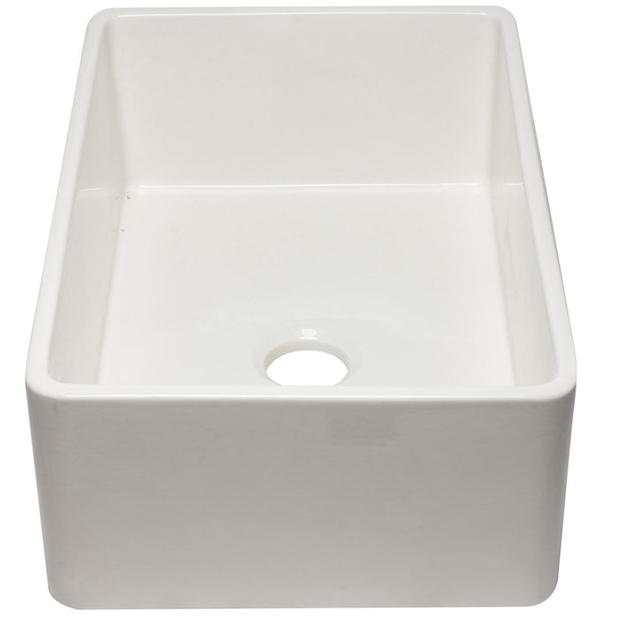 ALFI AB3020SB-W 30 inch White Reversible Single Bowl Fireclay Farmhouse Kitchen Sink