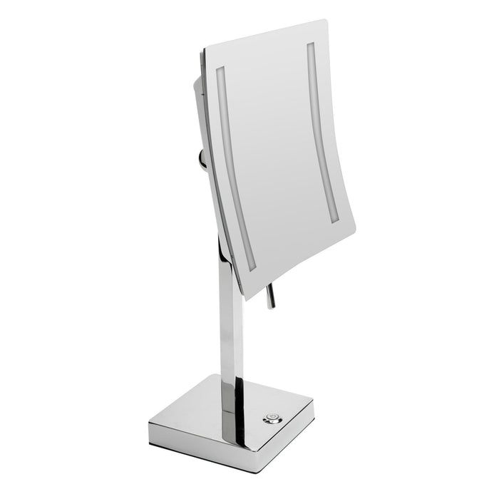 ALFI Brand ABM8FLED-PC Polished Chrome Tabletop Square 8" 5x Magnifying Cosmetic Mirror with Light