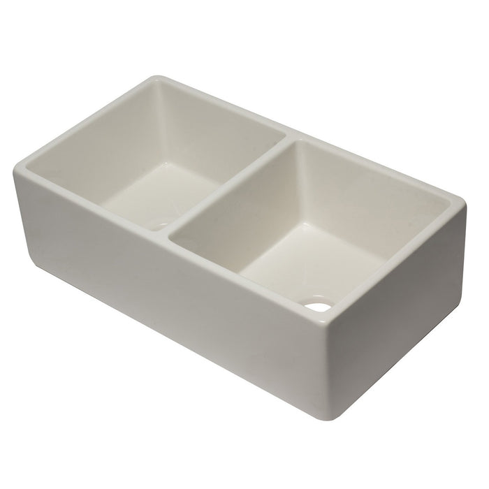 ALFI AB3318DB-B 33 inch Biscuit Reversible Double Bowl Fireclay Farmhouse Sink