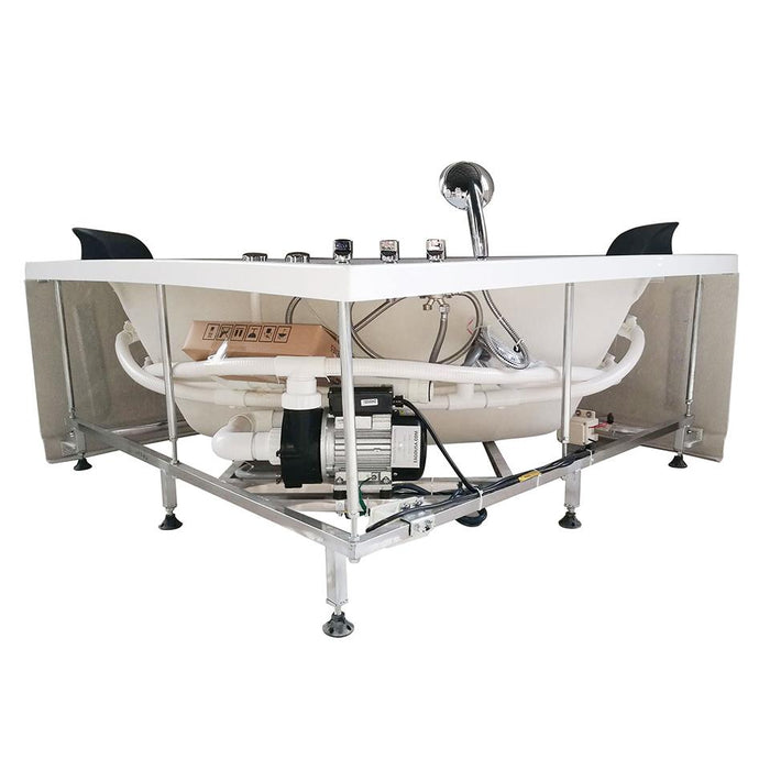 EAGO AM200 5' Modern Double Seat Corner Whirlpool Bath Tub with Fixtures