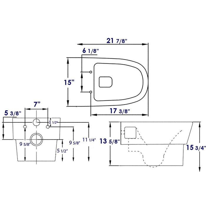 EAGO WD332 Round Modern Wall Mount Dual Flush Toilet Bowl